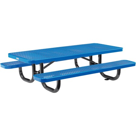 Global Industrial Rectangle Kids Picnic Table, Blue, Expanded Metal, 6 ft L 277152KBL